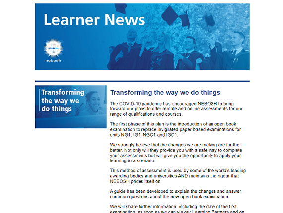 NEBOSH Learner Newsletter June 2020 