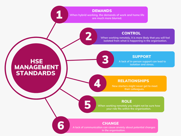HSE 6 Management Standards showing workplace stress management information