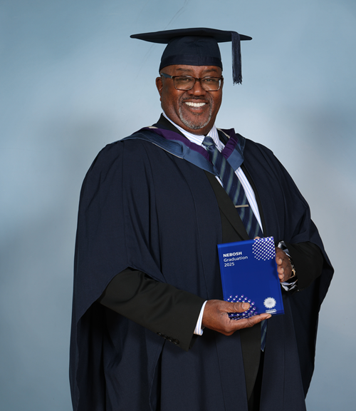 Errol Galloway, in graduation robes