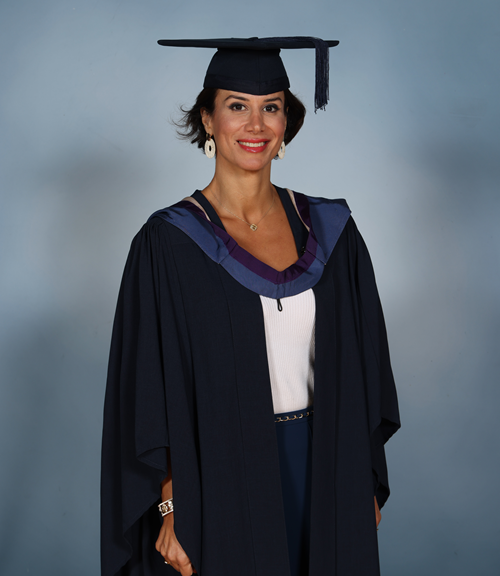 Manal Azzi in graduation robes