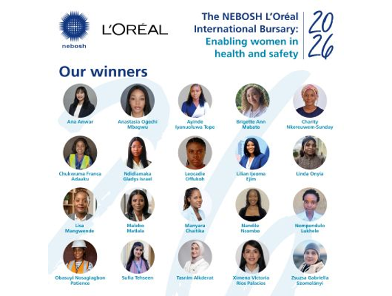 NEBOSH announces twenty winners of 2026 NEBOSH L’Oréal International Bursary