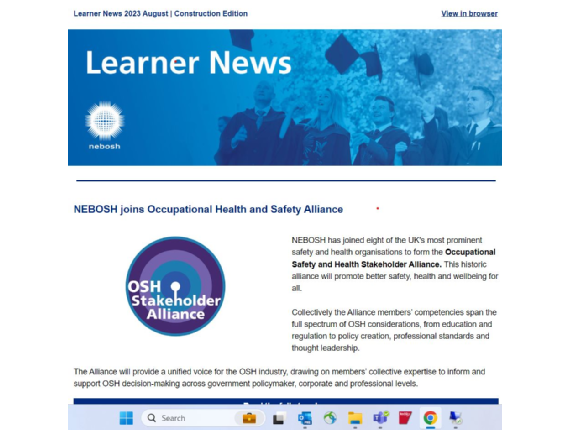 NEBOSH Learner Newsletter August 2023