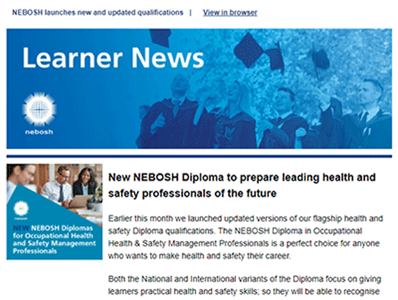 NEBOSH Learner Newsletter April 2021