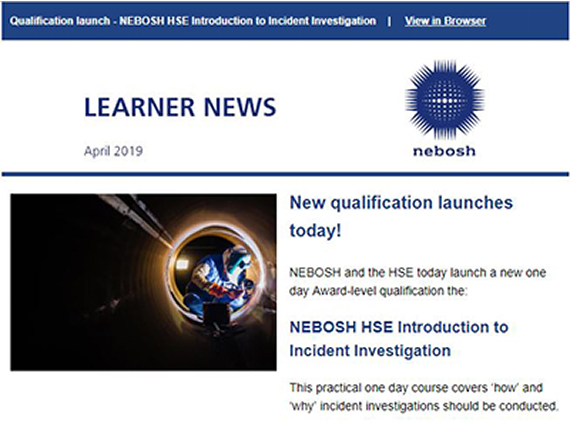 NEBOSH Student Newsletter April 2019
