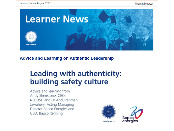 NEBOSH Learner Newsletter August 2025