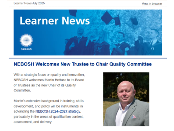 NEBOSH Learner Newsletter July 2025