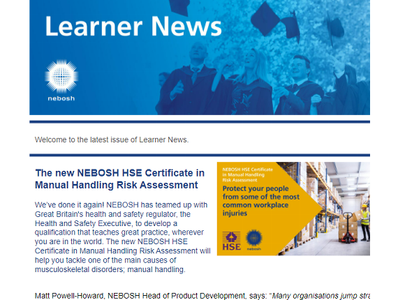 NEBOSH Learner Newsletter February 2022
