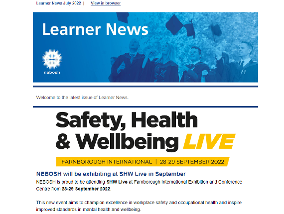 NEBOSH Learner Newsletter July 2022