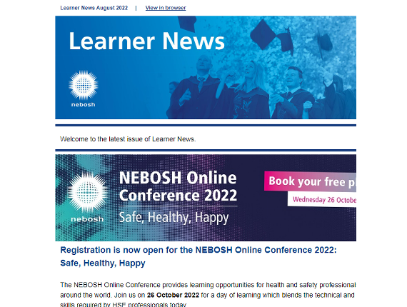 NEBOSH Learner Newsletter August 2022