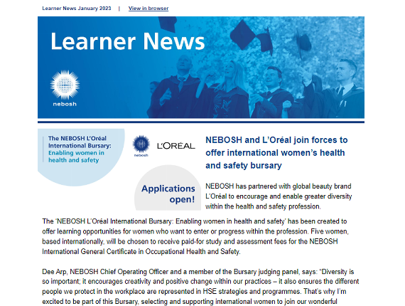 NEBOSH Learner Newsletter January 2023