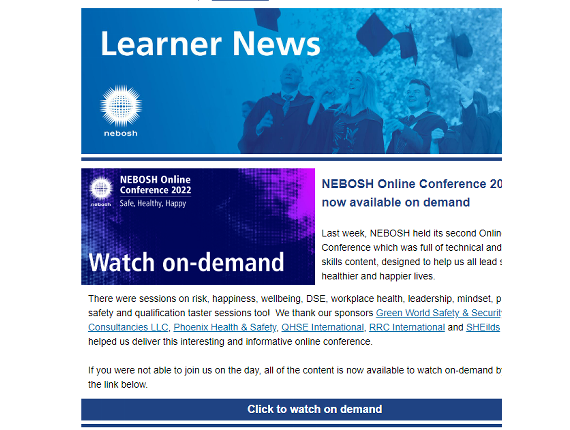 NEBOSH Learner Newsletter October 2022