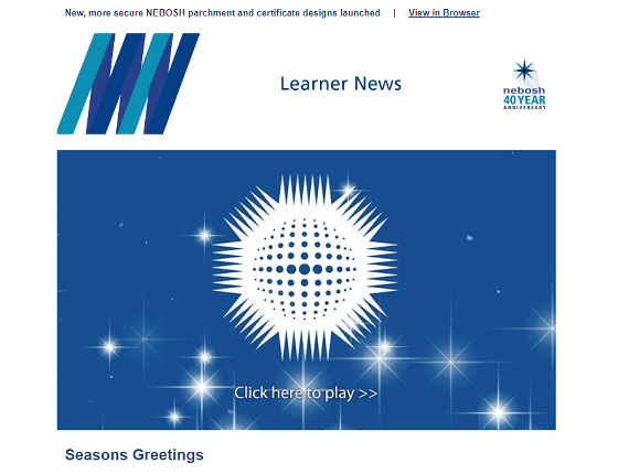 NEBOSH Learner Newsletter December 2019
