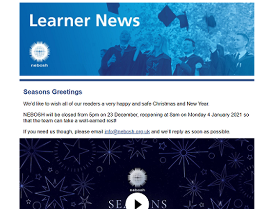 NEBOSH Learner Newsletter December 2020