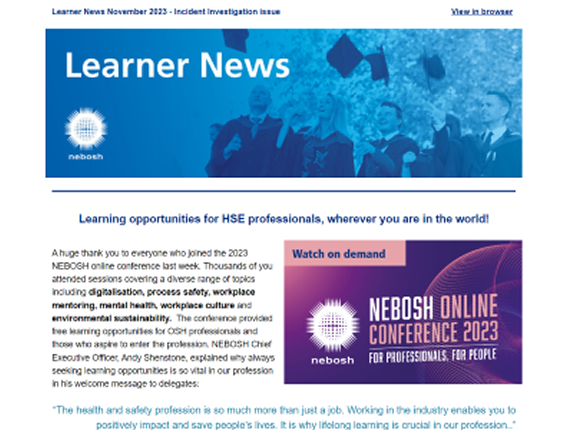 NEBOSH Learner Newsletter November 2023