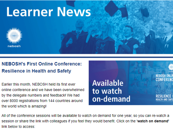 NEBOSH Learner Newsletter October 2021