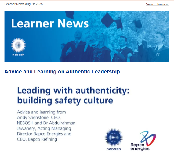 NEBOSH Learner Newsletter August 2025