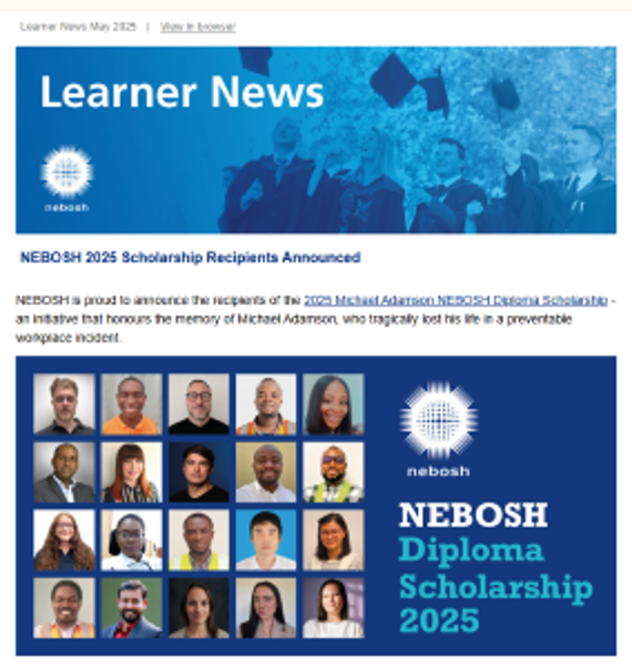 NEBOSH Learner Newsletter May 2025