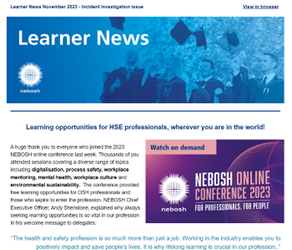 NEBOSH Learner Newsletter November 2023