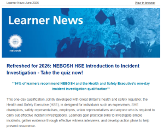 NEBOSH Learner Newsletter June 2026